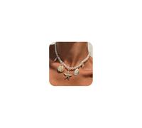 Missgrace Vintage Boho Dainty Summer Seashell Beach Necklace Faux Pearls Necklace Starfish Shell Necklace Beach Accessories Choker Necklace for Women