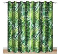 MissHope Tropical Rainforest Plants Leave Blackout Curtains Nature Green Plants Decor Darkening Window Treatments for Home Bedroom Living Room Classroom Grommet Window Drapes 2 Panels, 52x84 Inch