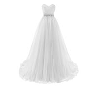MisShow Women's Elegant Maternity Dress,Tulle A line Squein Sleeveless Sweetheart Maxi Wedding Dress White 20