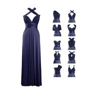 MisShow Women's Multiway A line Sleeveless Long Summer Bridesmaid Dress Navy Blue ONE Size