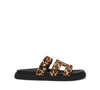 Missile Leather Flat Mules Leopard Print