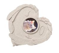 Missing Dog Memorial Stone Cat Memorial Heart with Built-In Photo Frame Memorial for Graveyard Decoration