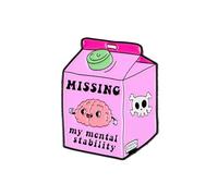 Missing My Mental Stability Milk Carton Missing Ad Pin Brooch, Funny Anxiety Enamel Pin, Gift For Sassy Anxious Friend Overthinker, Mental Breakdown Brooches, Dark Humor Lapel Badge, Anxious But