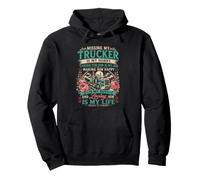 MISSING MY TRUCKER IS MY HOBBY Road Trucker Wife Pullover Hoodie