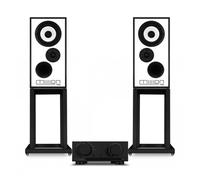 Mission 778x Integrated Amplifer Black & 700 Standmount Speakers with Stands Black