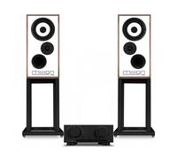 Mission 778x Integrated Amplifer Black & 700 Standmount Speakers with Stands Walnut
