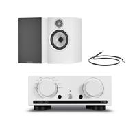 Mission 778X Integrated Amplifier Silver with Bowers & Wilkins 606 S3 Standmount Speakers White Pair