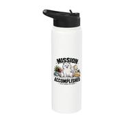 Mission Accomplished Funny CAT Would DO Again Humor Stainless Steel Insulated Water Bottle