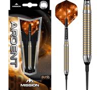 Mission Darts D9686 Ardent | 18g Professional Soft Tip Darts Set Including Brass Barrels, Points and Flights, M1, Silver/Orange