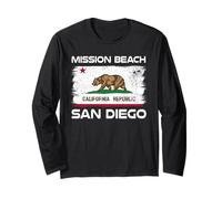 Mission Beach San Diego California Flag Design Long Sleeve T-Shirt
