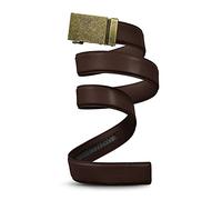 Mission Belt Mens Ratchet Leather Belt - No Holes, 40mm, Bronze - Bronze Buckle/Chocolate Brown Leather Strap, Custom (up to 56)