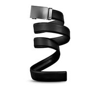 Mission Belt Mens Ratchet Leather Belt - No Holes, 40mm, Gun Metal Buckle/Black Leather Strap, Custom (up to 56)