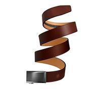 Mission Belt Ratchet Italian Full Grain Leather Belt for Men - No Holes - Solid Gun Metal 40mm Buckle / 1.5" Full Grain Leather Strap, Brown - Tobacco