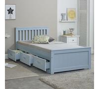 Mission Blue Wooden Storage Bed - 3Ft Single