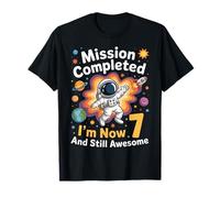 Mission Completed I'm 7 Years Old Planets Space 7th Birthday T-Shirt
