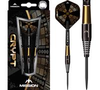 Mission Darts D1598 Crypt | Darts Set with Premium 90% Tungsten Black and Gold PVD Coated Barrel and Steel Tip, M2, 23g
