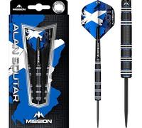 Mission Darts Alan Soutar 90% Tungsten Barrel Steel Tip Premium Player Dart Set, Black Titanium, Shafts and Flights, 24g (D0876)