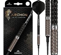 Mission Darts Archon 97.5% Tungsten Barrel Soft Tip Premium Dart Set, Black and Bronze, Shafts and Flights, 18g (D1644)