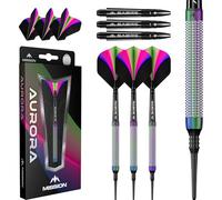 Mission Darts | Aurora Darts | Soft Tip Darts Set | 90% Tungsten Barrel | Coral PVD | Includes Dart Flights and Stems | 18g.