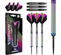 Mission Darts | Aurora Darts | Steel Tip | 90% Tungsten Barrel | Coral PVD | Includes Dart Flights and Stems | Available in Multiple Weights. (24, Grams)