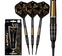 Mission Darts Crypt Dart Set | Soft Tip 90% Tungsten | Black & Gold PVD Coating, M1 20g (D1596)