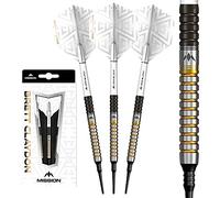 Mission Darts D0863 Brett Claydon | 21g 90% Tungsten Straight Barrel Pro Player Soft Tip Dart Set, White & Gold