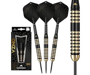 Mission Darts D1578 Onza | 24g Professional Steel Tip Darts Set Including Brass Barrels, Points and Flights, M4, Black/Gold