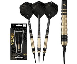 Mission Darts D9388 Onza | 18g Professional Soft Tip Darts Set Including Brass Barrels, Points and Flights, M2, Black/Gold