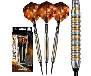Mission Darts D9686 Ardent | 18g Professional Soft Tip Darts Set Including Brass Barrels, Points and Flights, M1, Silver/Orange