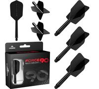 Mission Darts Force 90 | Integrated Precision Moulded Dart Flight And Shaft System, Pack of 3 Professional Highly Durable 2-In-1 Combined Dart Flights And Stems | Slim (Black, Medium)