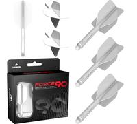 Mission Darts Force 90 | Integrated Precision Moulded Dart Flight And Shaft System, Pack of 3 Professional Highly Durable 2-In-1 Combined Dart Flights And Stems | Slim (White, Medium)