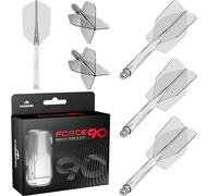 Mission Darts Force 90 | Integrated Precision Moulded Dart Flight And Shaft System, Pack of 3 Professional Highly Durable 2-In-1 Combined Dart Flights And Stems | Slim (Clear, Tweenie)