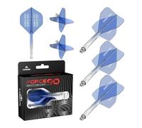 Mission Darts Force 90 | Personalised Integrated Precision Moulded Dart Flight And Shaft System, Highly Durable Combined Dart Flights And Stems | Standard No.2. (Transparent Blue, Tweenie)