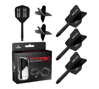 Mission Darts Force 90 | Personalised Integrated Precision Moulded Dart Flight And Shaft System, Highly Durable Combined Dart Flights And Stems | Standard No.6. (Black, Tweenie)