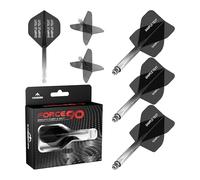 Mission Darts Force 90 | Personalised Integrated Precision Moulded Dart Flight And Shaft System, Highly Durable Combined Dart Flights And Stems | Standard No.2. (Transparent Black, Tweenie)