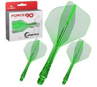 Mission Darts | Force 90 Vortex | Integrated Precision Moulded Dart Flight And Shaft System | Multiple Styles | Multiple Colours. (Standard No6 - Short, Clear Green)