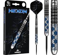 Mission Darts Hexon Darts 90% Tungsten Barrel Steel Tip Premium Dart Set, Blue PVD, Shafts and Flights, 21g (D1637)