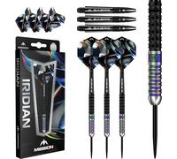 Mission Darts | Iridian Darts | Steel Tip Darts Set | 90% Tungsten Barrel | Black & Coral PVD | Includes Dart Flights and Stems | Available in Multiple Weights. (22, Grams)