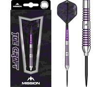 Mission Darts | Joe Croft Darts Set | Steel Tip | 95% Tungsten | Silver & Purple Electro | Available in Multiple Weights. (23, Grams)
