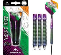 Mission Darts John O'Shea 'The Joker' | 95% Tungsten Steel & Soft Tip Darts | Coral PVD Steel Tip
