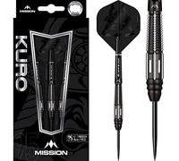 Mission Darts Kuro | Steel Tip Darts Set | 95% Tungsten Barrel | Black Coating, Rear Taper, M4 23g (D5403)