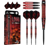 Mission | Lava Darts | Black & Red | Electro plate | 95% Tungsten | Steel Tip Darts Set | Available in Multiple Weights. (24, Grams)