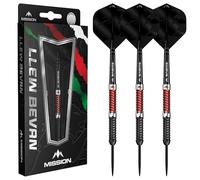Mission Darts | Llew Bevan Darts | Steel Tip | 90% Tungsten | Black & Red Electro | Multiple Weights (21.0, Grams)