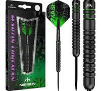 Mission Darts Martin Lukeman | 90% Tungsten Straight Barrel Pro Player Steel Tip Dart Set, Black & Green | Black Titanium | Multiple Weights and Styles Available