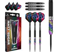 Mission Darts | Matthew Edgar Darts | Steel Tip Darts Set | 90% Tungsten Barrel | Black PVD & Coral | Available in Multiple Weights. (21, Grams)