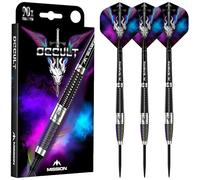 Mission Darts Occult 90% Tungsten Barrel Steel Tip Premium Dart Set, Black and Coral, Shafts and Flights, 25g (D1646)