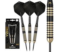 Mission Darts Onza | Professional Steel Tip Darts Set Including Brass Barrels, Points and Flights, Black/Gold | Multiple Weights and Styles Available