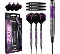 Mission Darts | Phantom Darts | Silver & Purple | Brass Barrel | Soft Tip Darts Set | 18g.