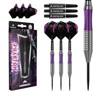Mission Darts | Phantom Darts | Silver & Purple | Brass Barrel | Steel Tip Darts Set | 22g.