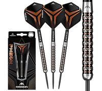 Mission Darts Pheon | Darts Set with Premium 90% Tungsten Black and Bronze Electro Coated Barrel and Steel Tip